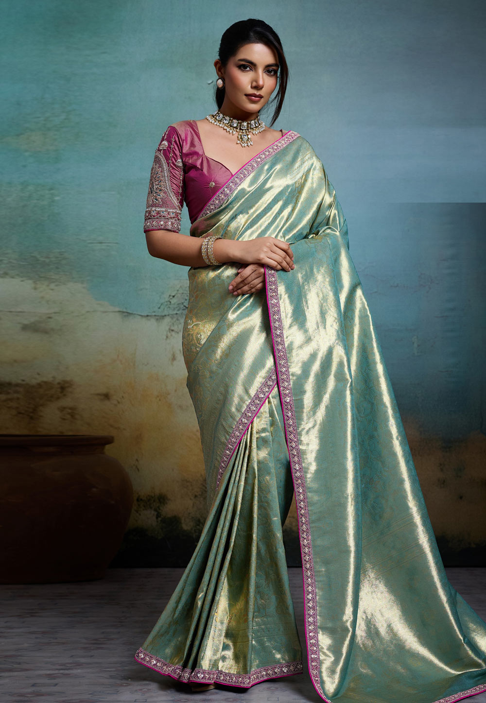 Sea Green Banarasi Saree 328064