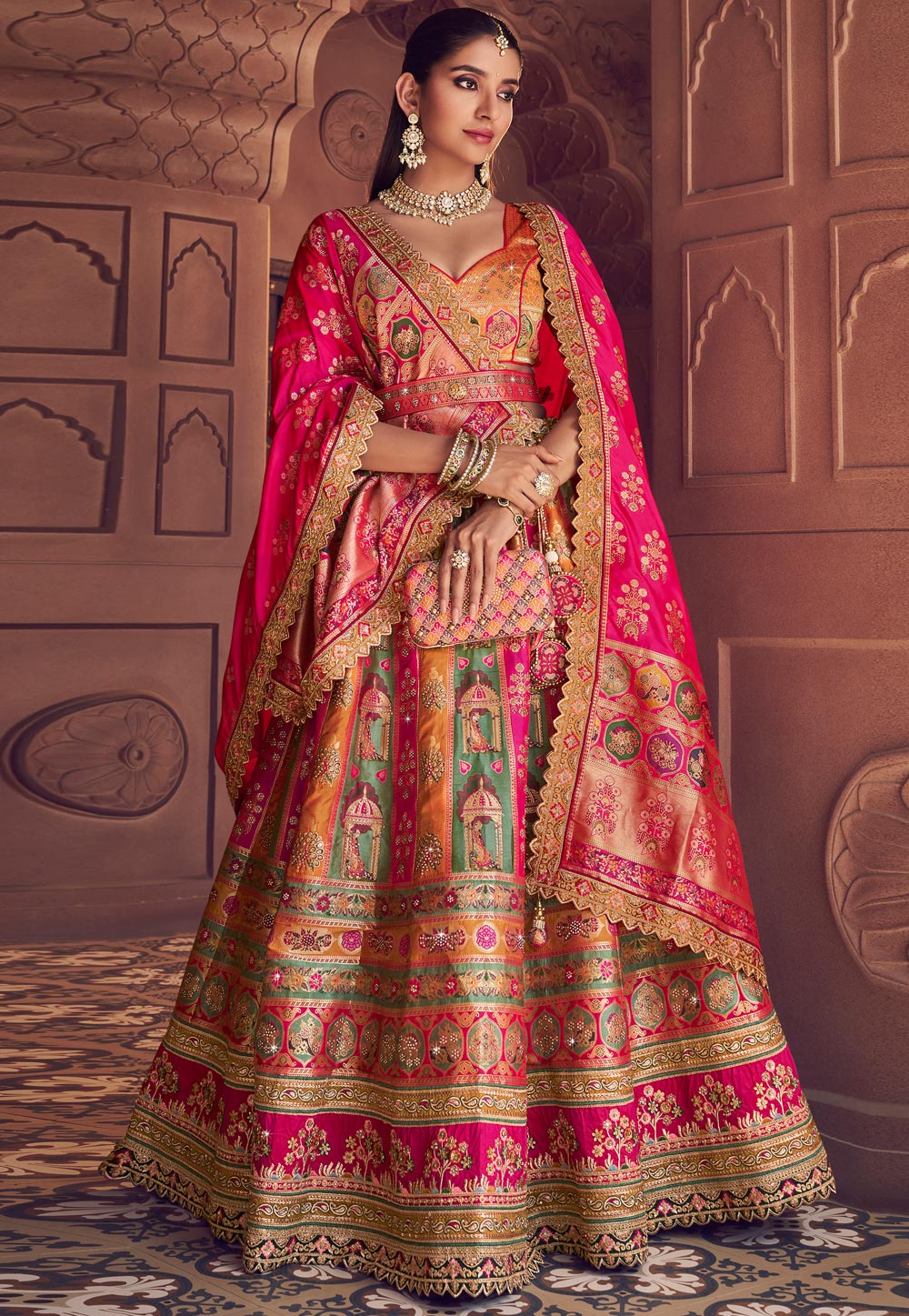 Sea Green Banarasi Silk Lehenga Choli 323082