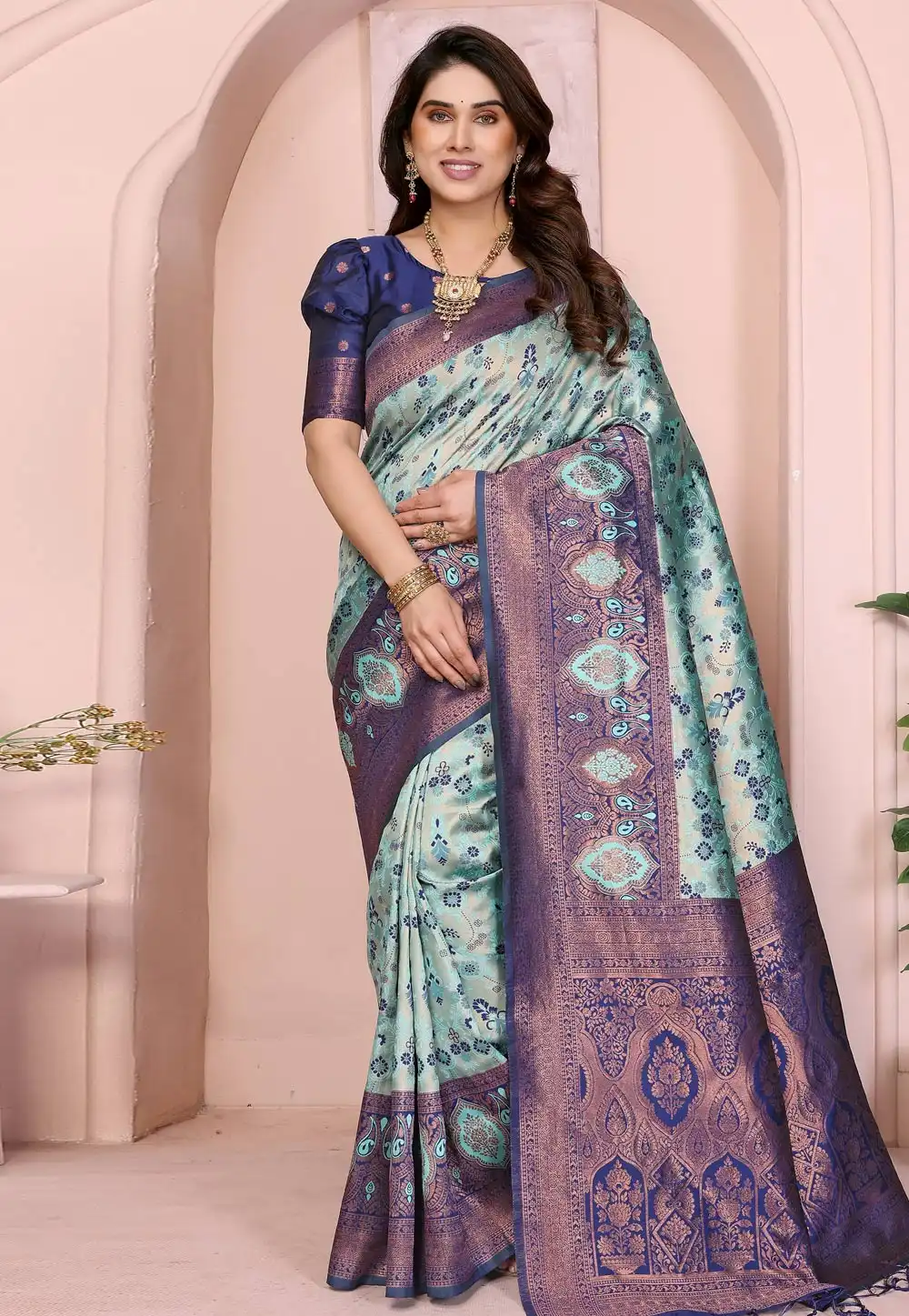 Sea Green Banarasi Silk Saree 314426