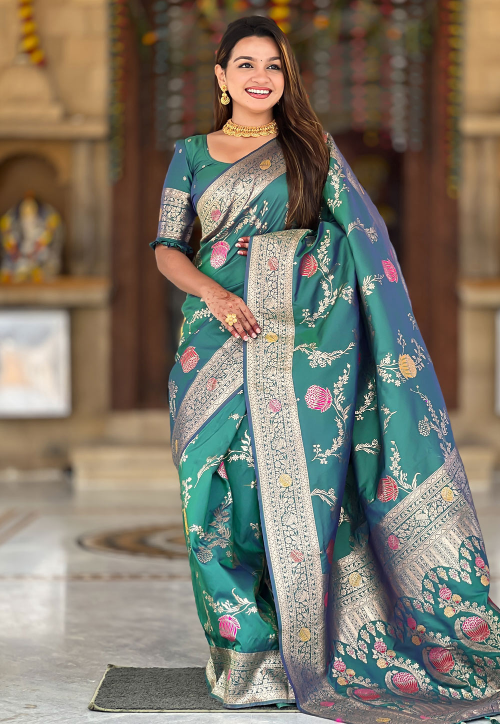 Sea Green Banarasi Silk Saree 321967
