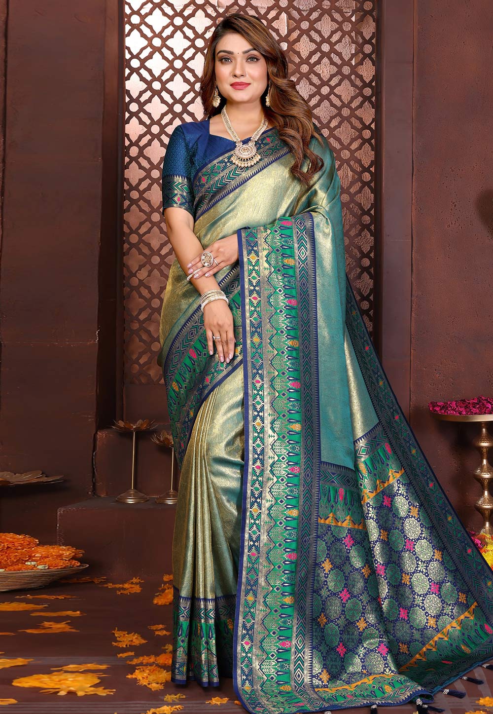 Sea Green Banarasi Silk Saree 321645