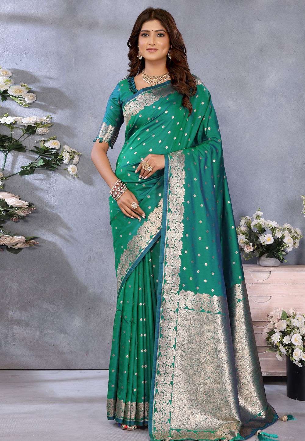 Sea Green Banarasi Silk Saree 311774