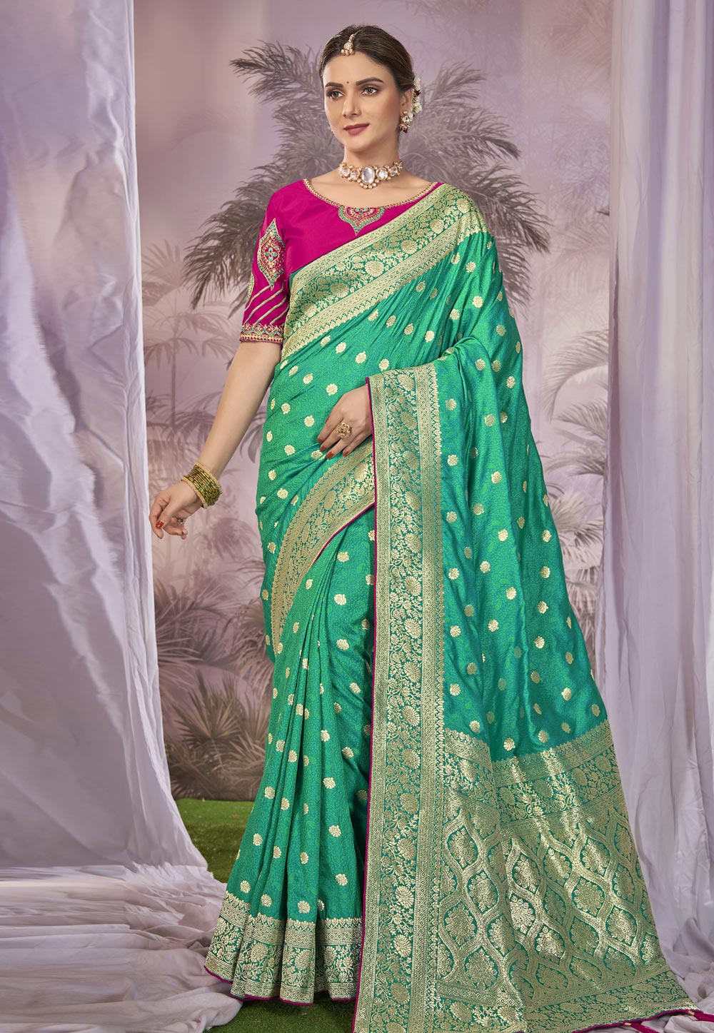 Sea Green Banarasi Silk Saree 287812