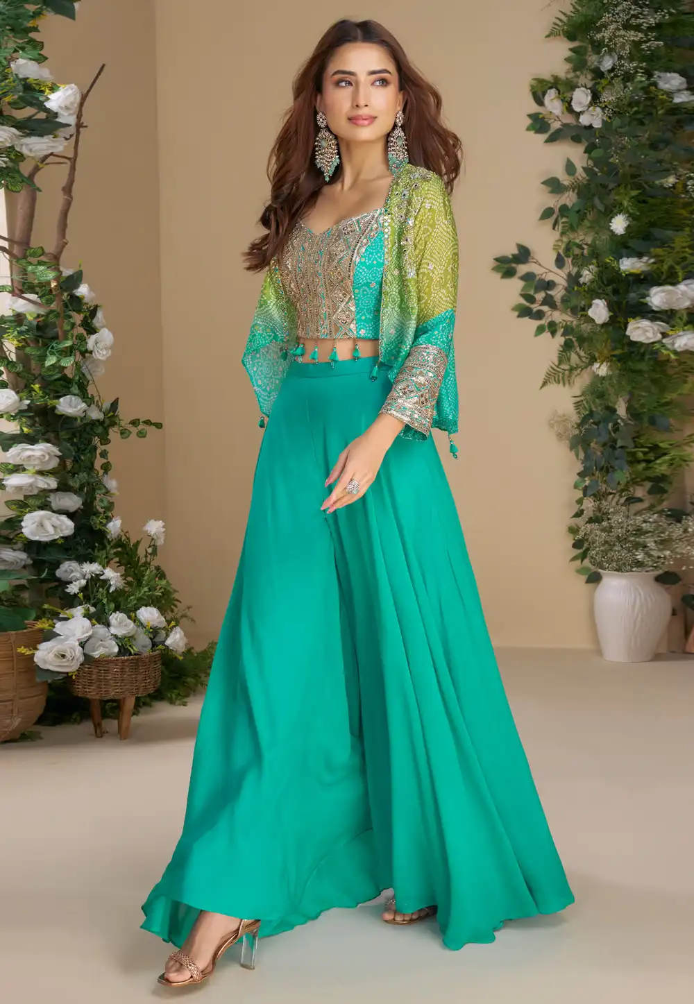 Sea Green Chinon Jacket Style Suit 317534