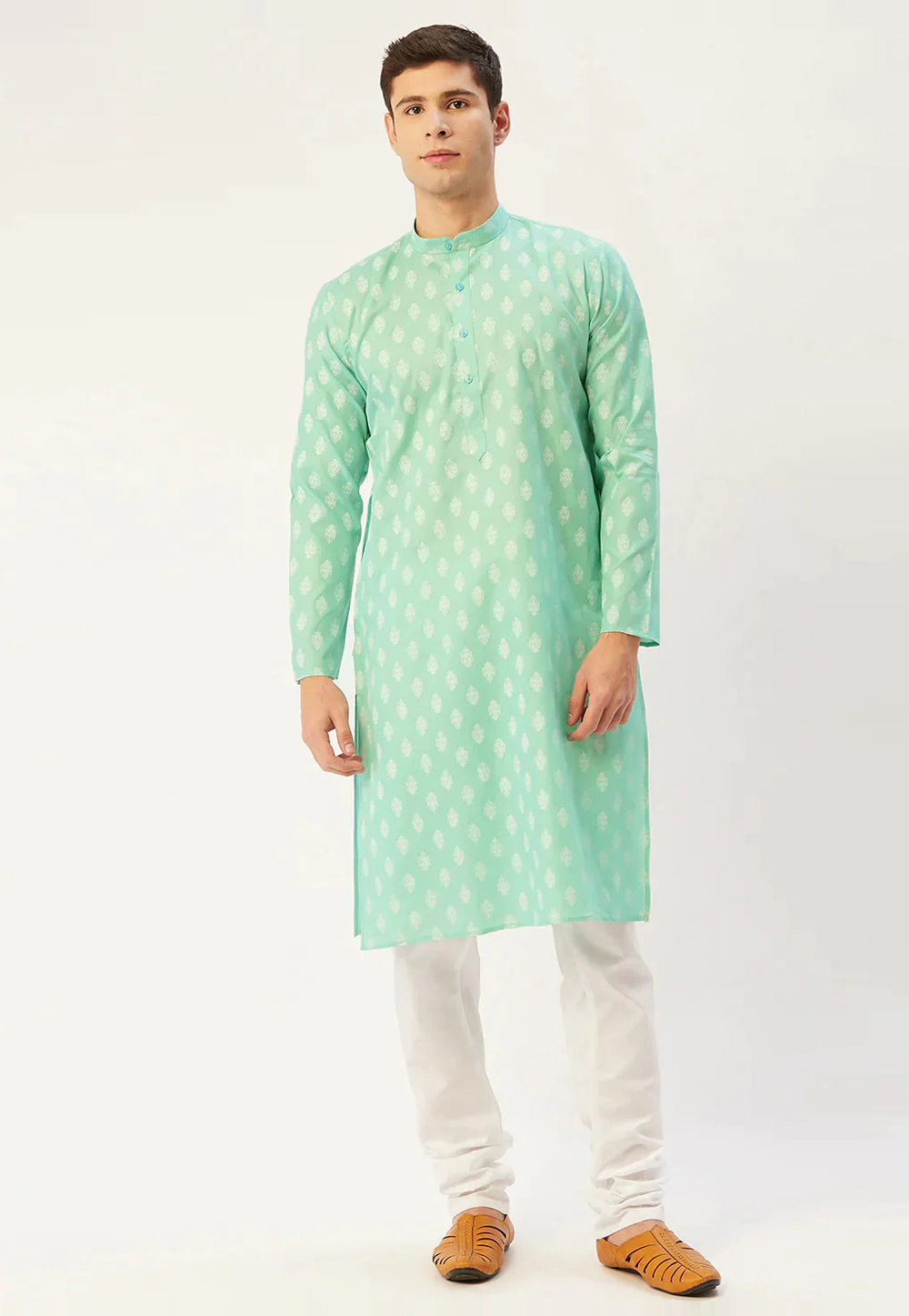 Sea Green Cotton Kurta Pajama 281634