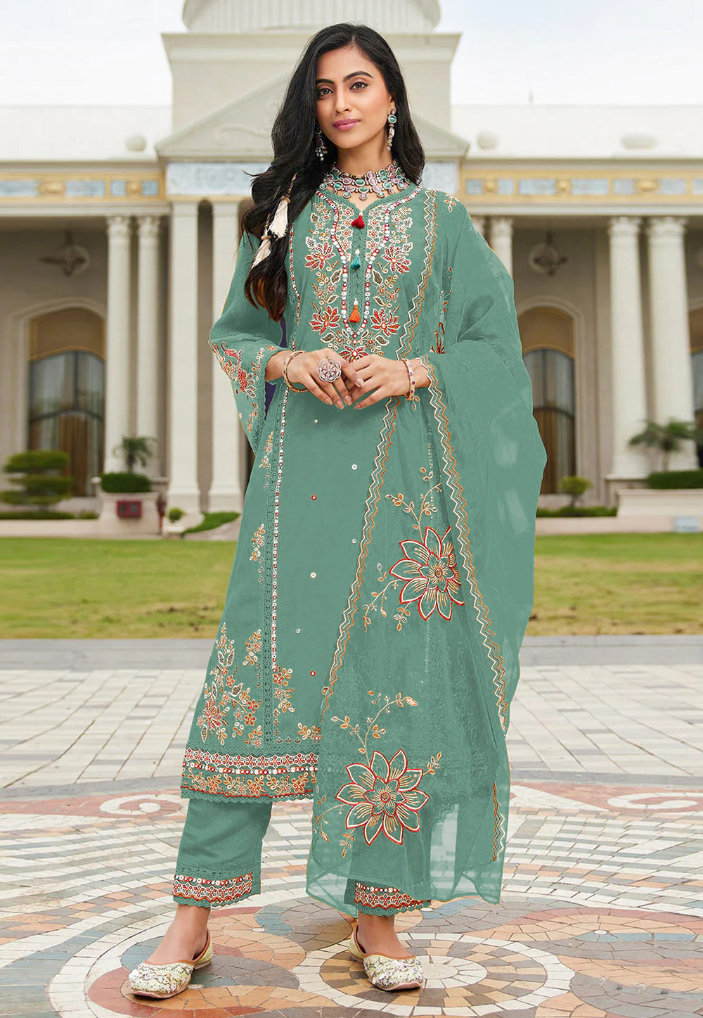 green emerald velvet dress Pakistani Embrioded Party Wear Dark Sea Green Dress 2021  Nameera by Farooq
