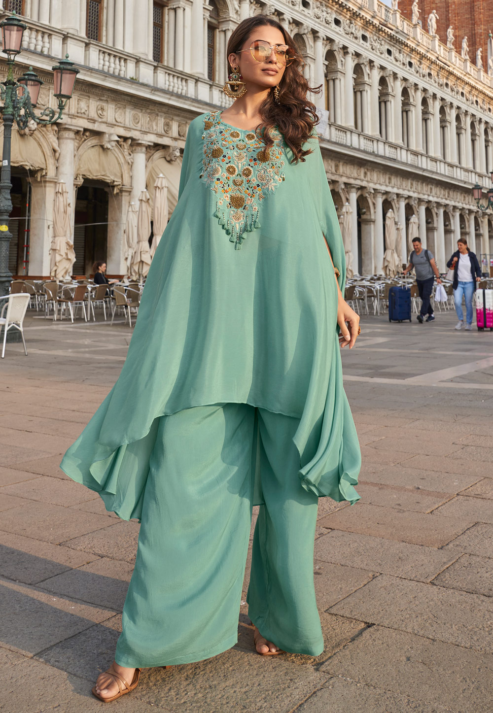 Sea Green Crepe Silk Designer Salwar Suit 325917
