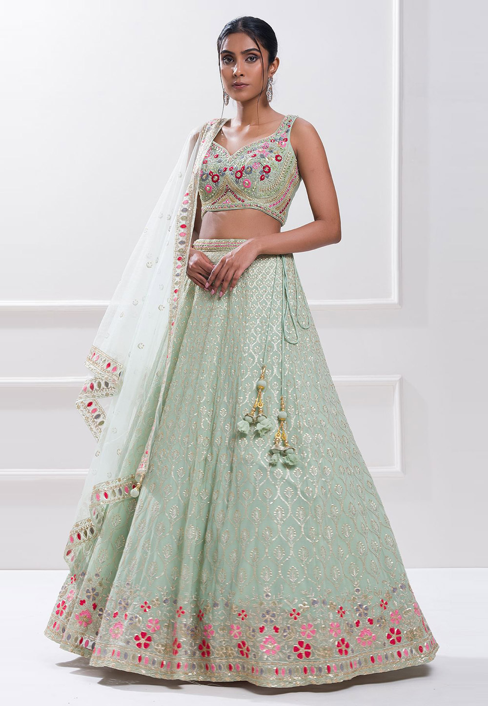 Sea Green Georgette Circular Lehenga Choli 311519