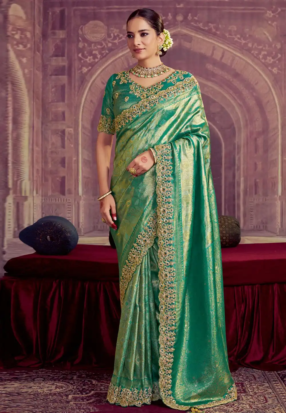 Sea Green Kanjivaram Silk Saree 319501