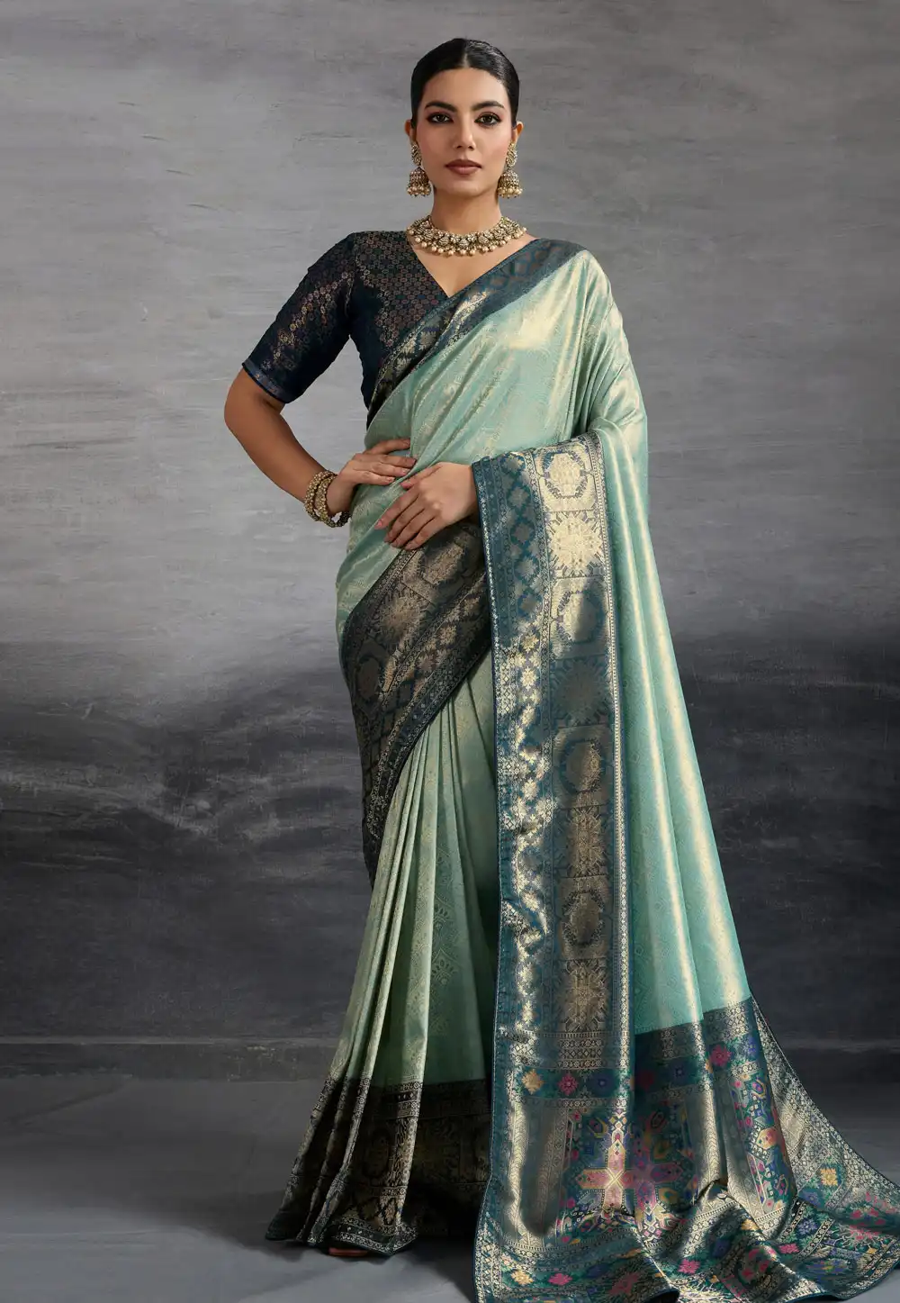Sea Green Kanjivaram Silk Saree 313581