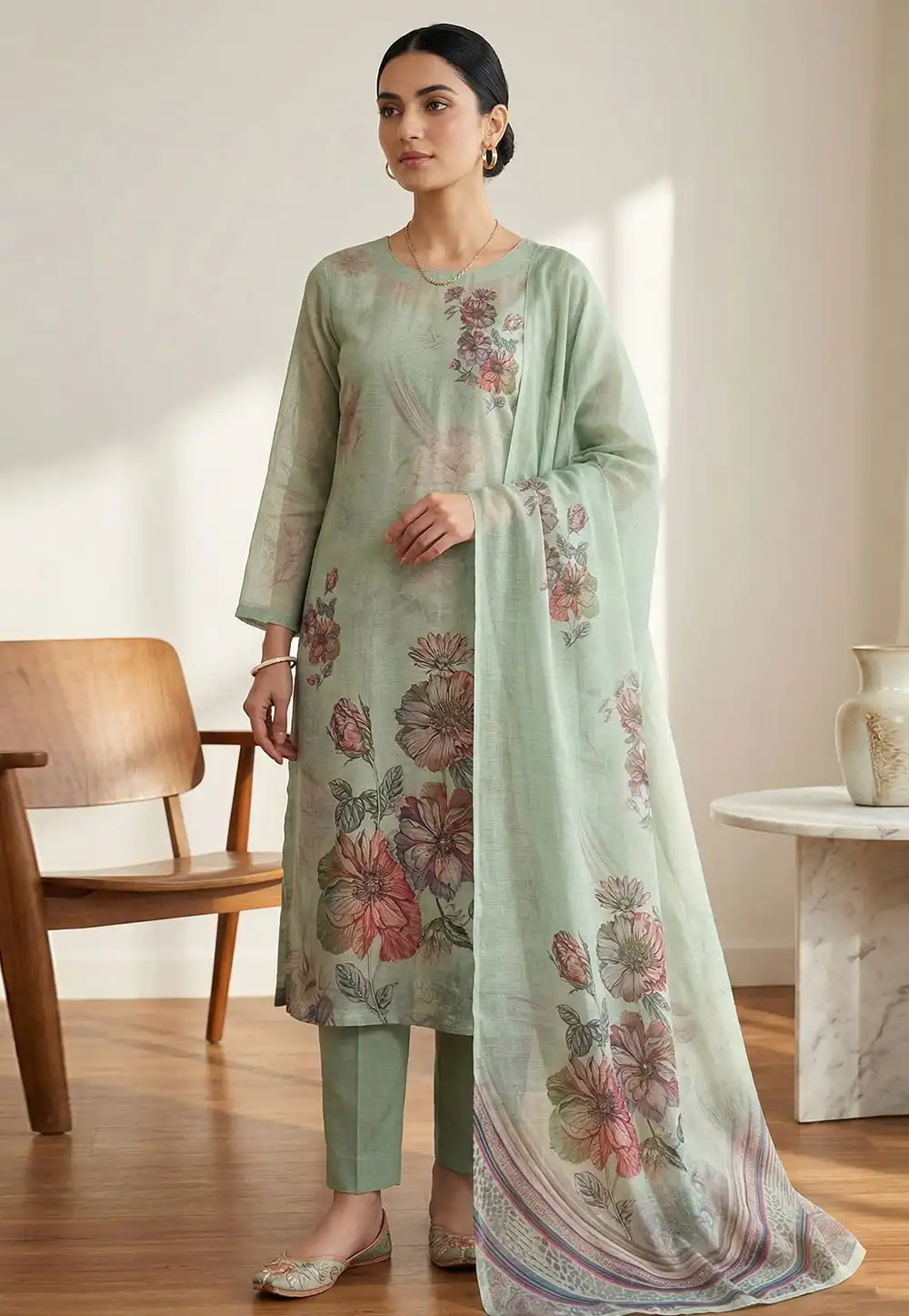 Sea Green Linen Pant Style Suit 327676