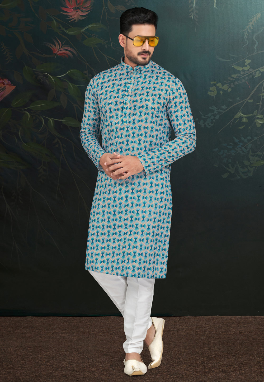 Sea Green Rayon Kurta Pajama 279715