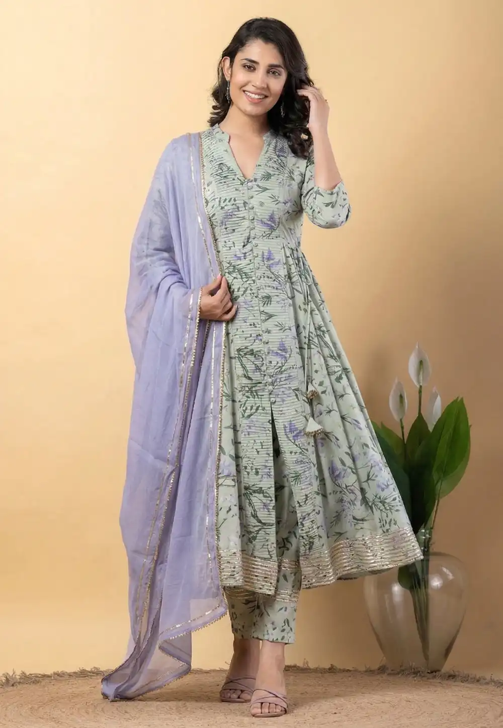 Sea Green Rayon Readymade Anarkali Suit 328112