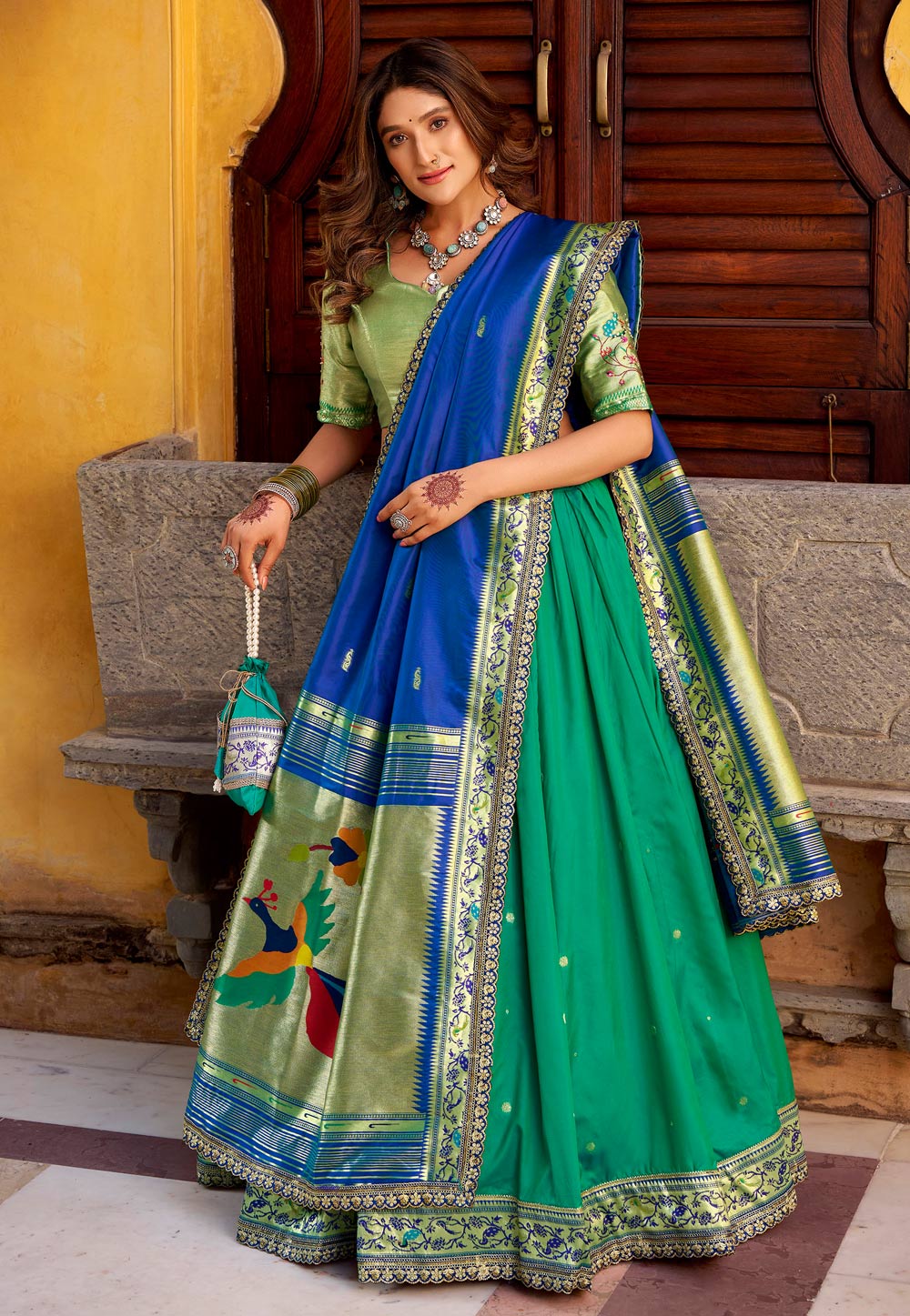 Sea Green Silk Lehenga Choli 323055