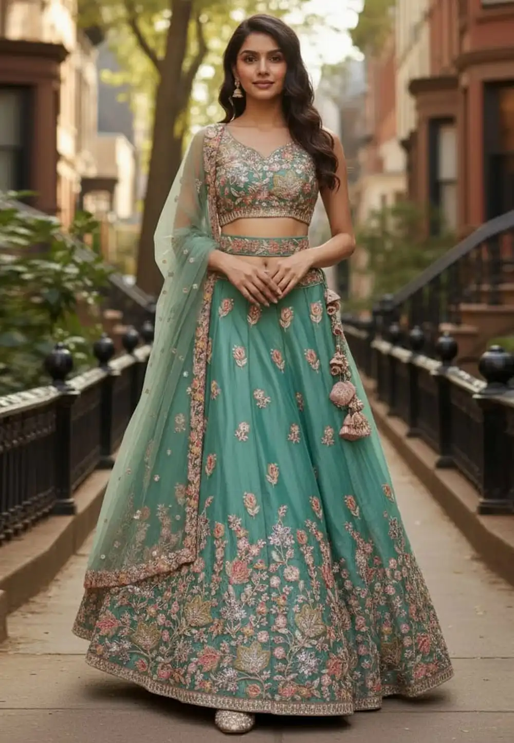 Sea Green Silk Lehenga Choli 328226