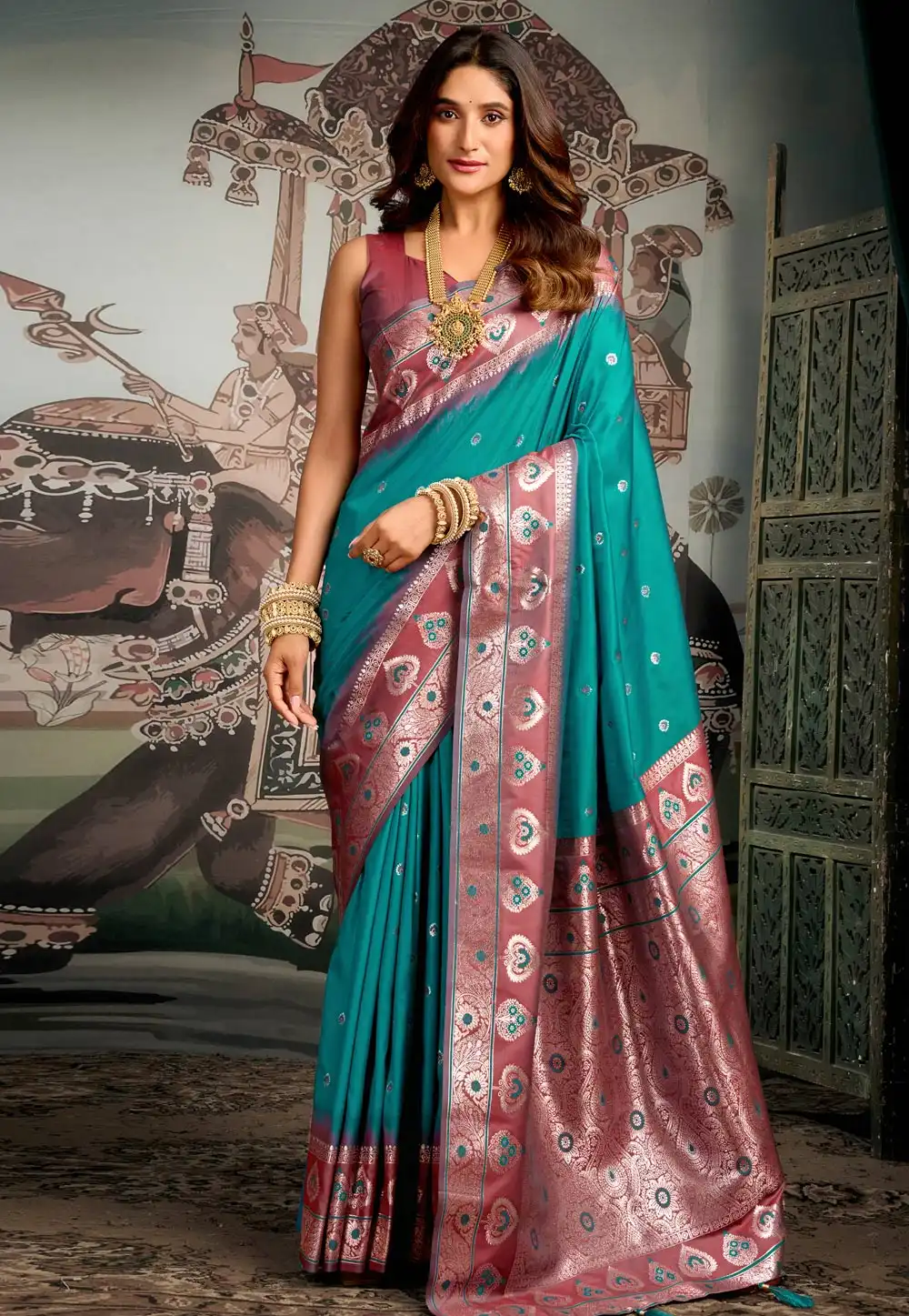 Sea Green Silk Saree With Blouse 317926