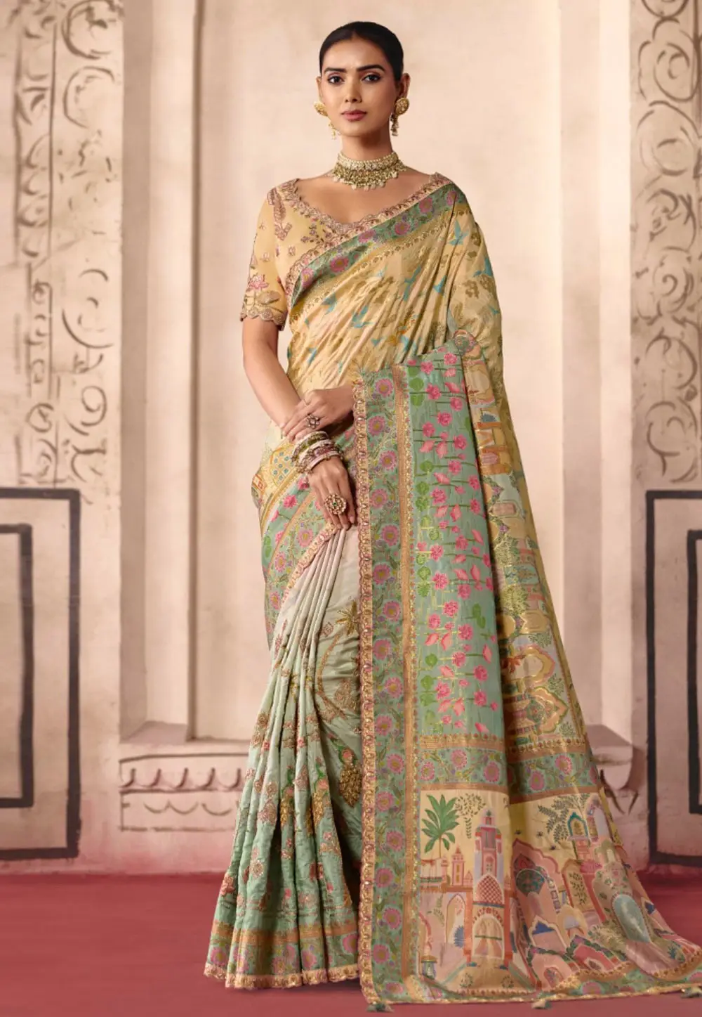 Sea Green Silk Saree With Blouse 336454