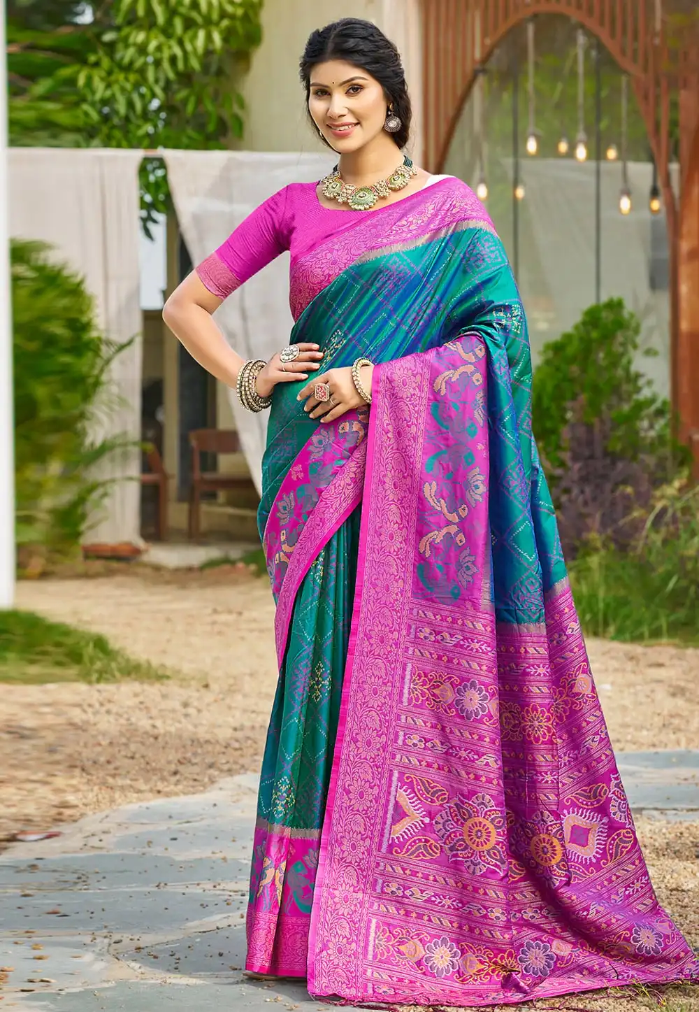 Sea Green Silk Saree With Blouse 319818