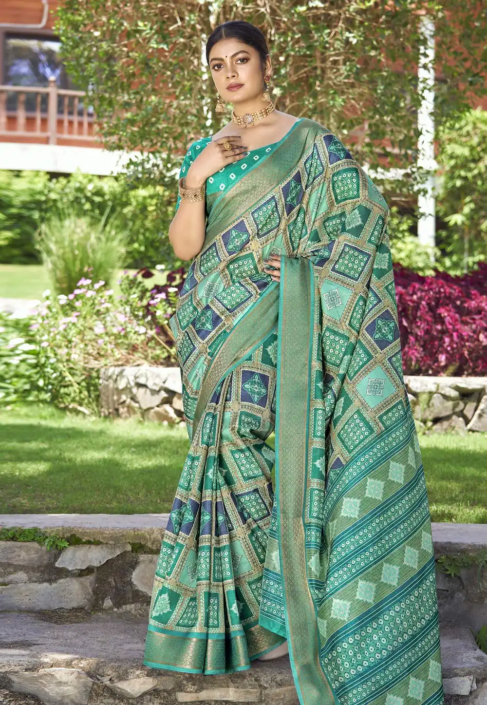 Sea Green Silk Saree With Blouse 288462