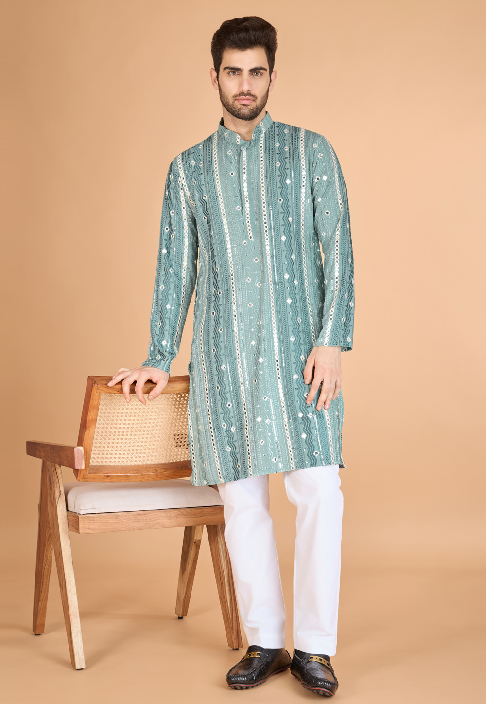 Sea Green Viscose Rayon Kurta Pajama 311684