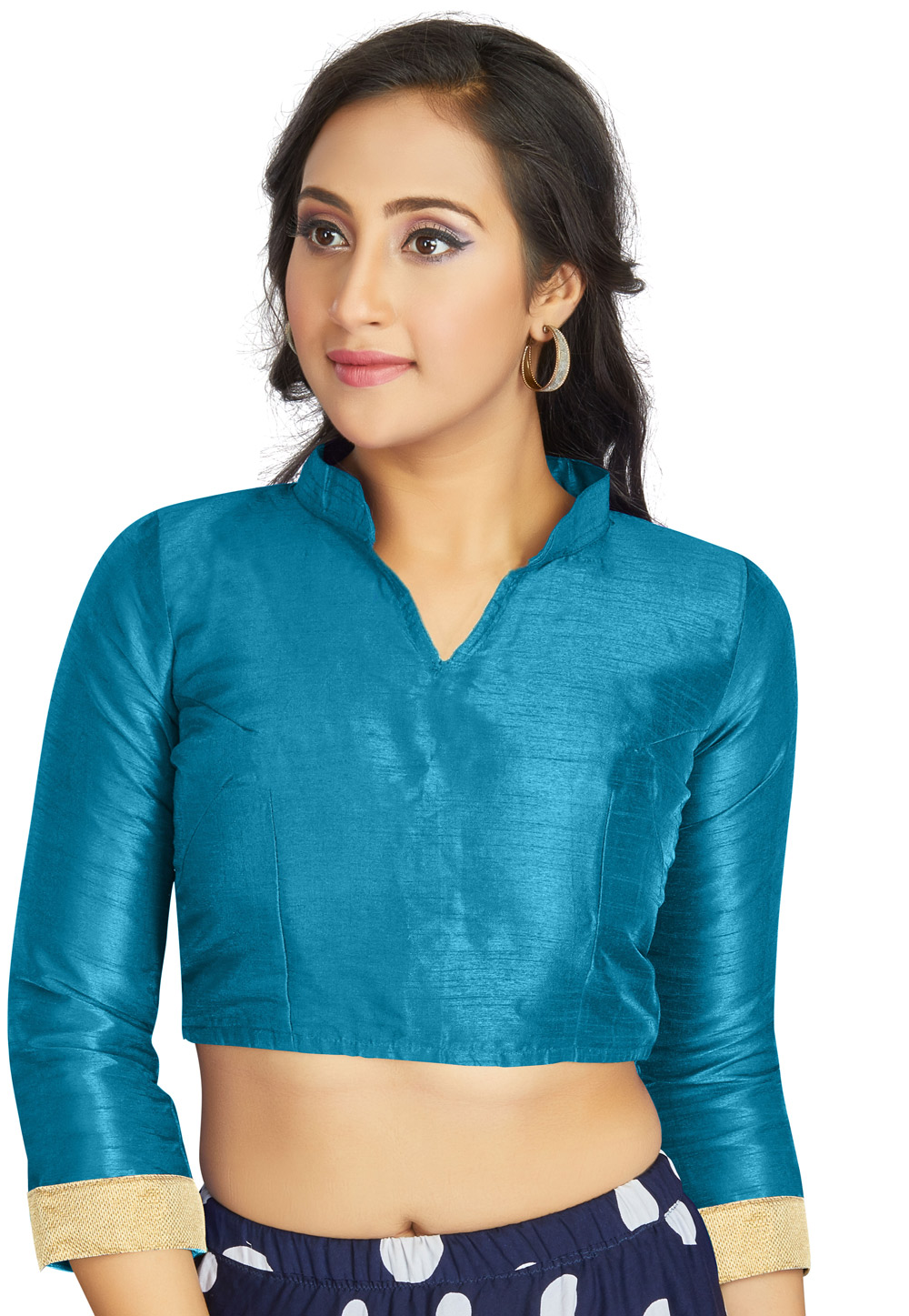 Sky Blue Art Silk Readymade Blouse 319629