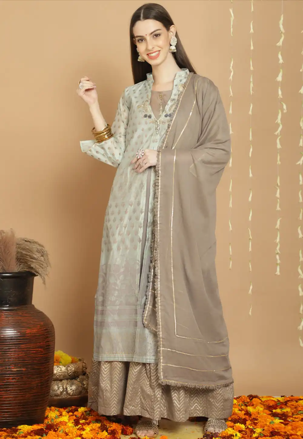 Sky Blue Art Silk Sharara Suit 288008