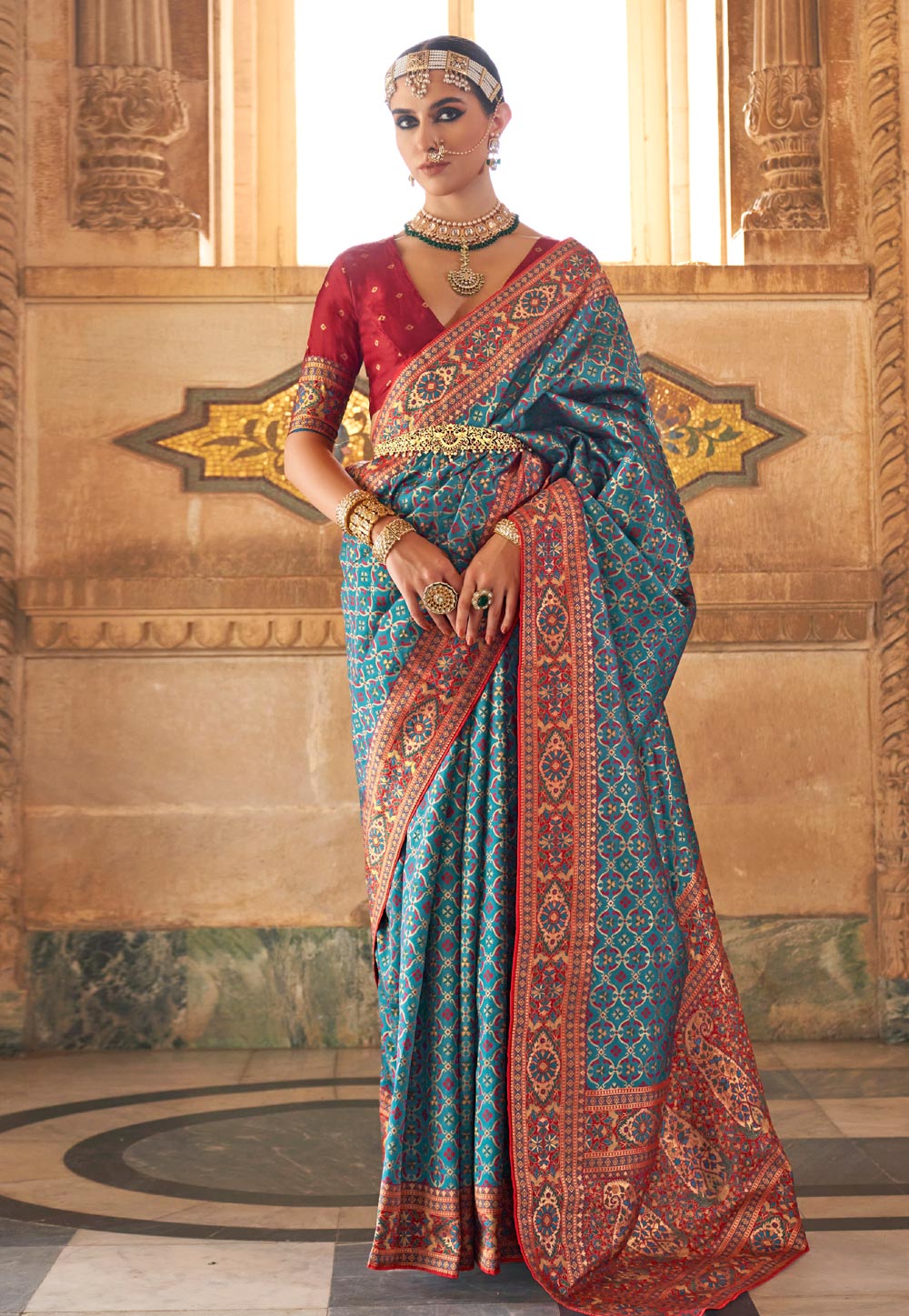 Sky Blue Banarasi Silk Saree 279534