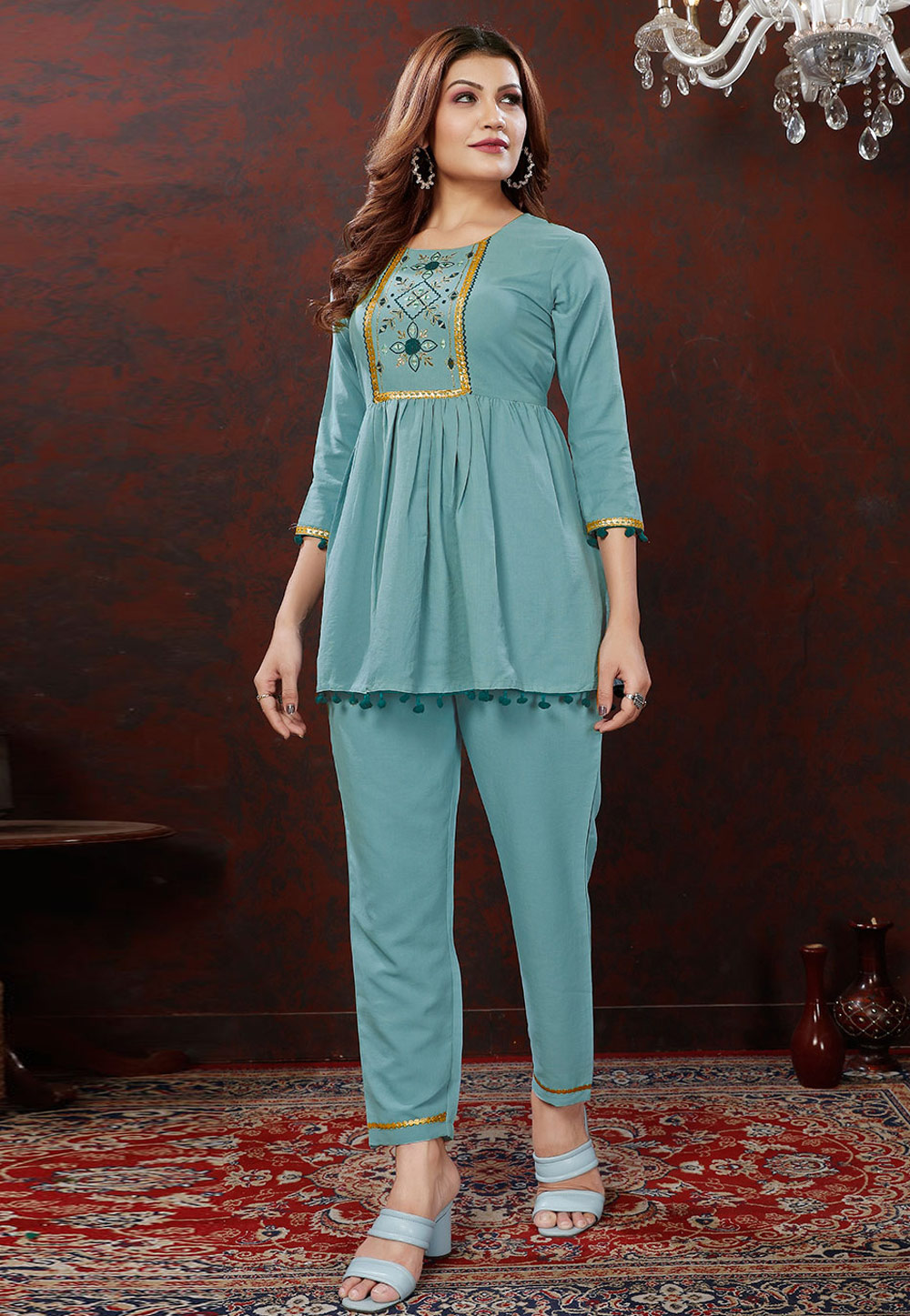 Sky Blue Cotton Co-Ords Set 280399