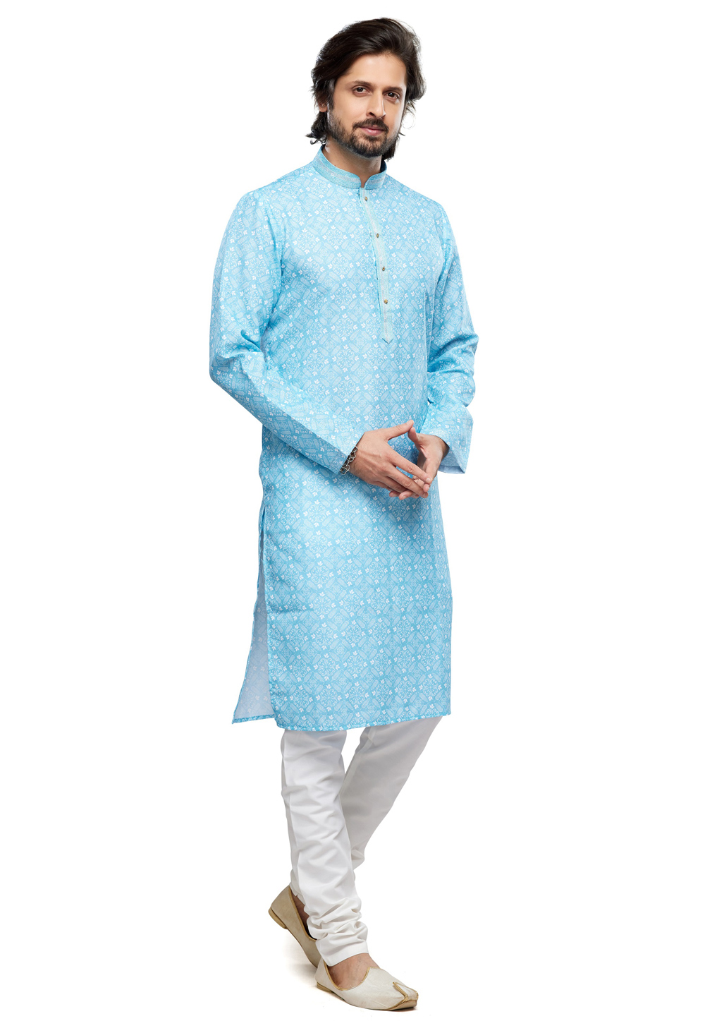 Sky Blue Cotton Kurta Pajama 280950