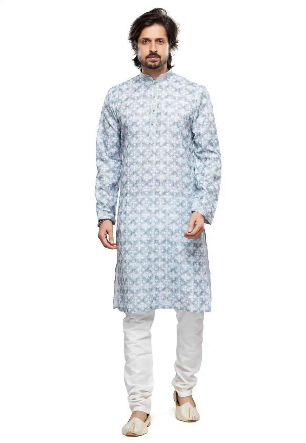Sky Blue Cotton Kurta Pajama 280952