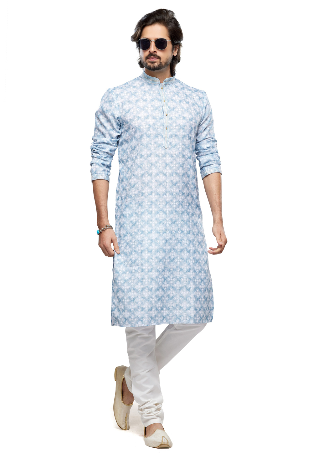 Sky Blue Cotton Kurta Pajama 280954