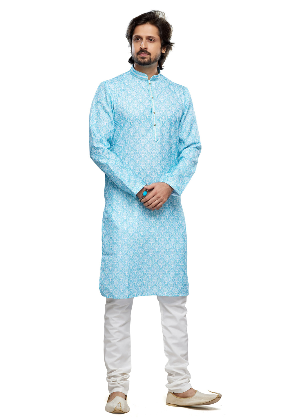 Sky Blue Cotton Kurta Pajama 280956