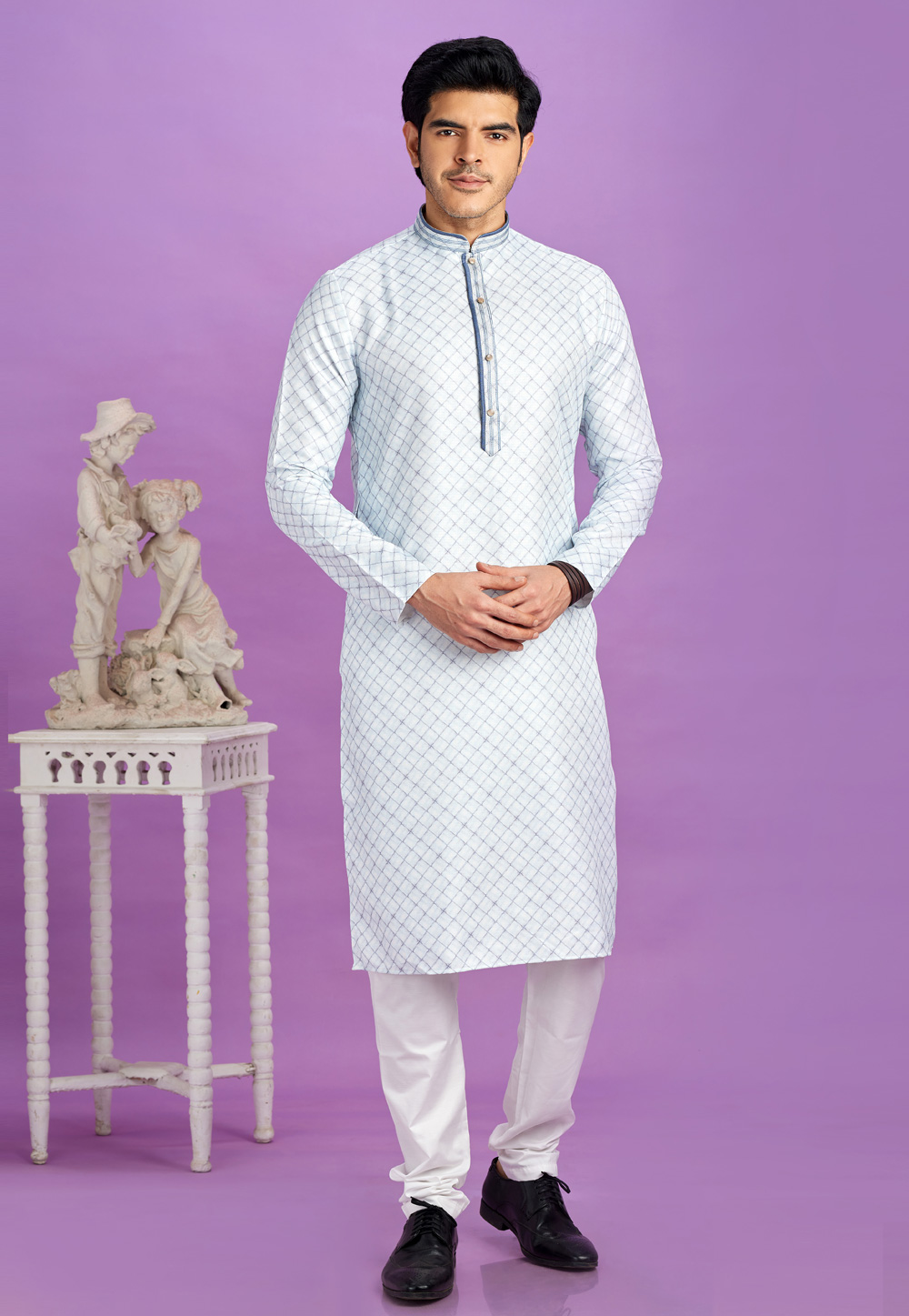 Sky Blue Cotton Kurta Pajama 283333