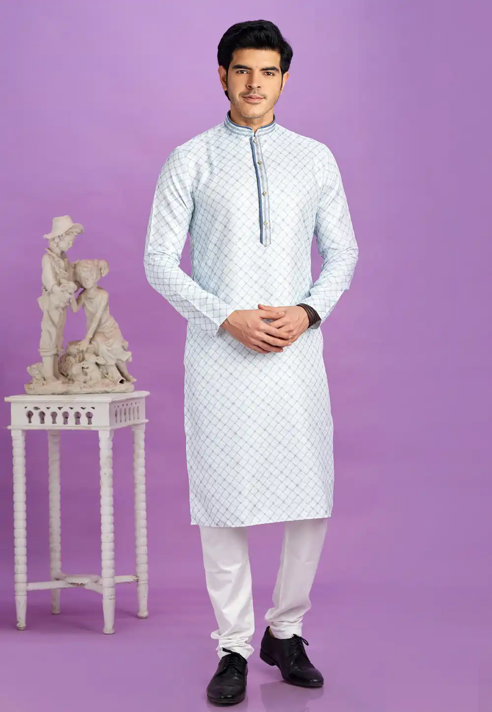 Sky Blue Cotton Kurta Pajama 283333