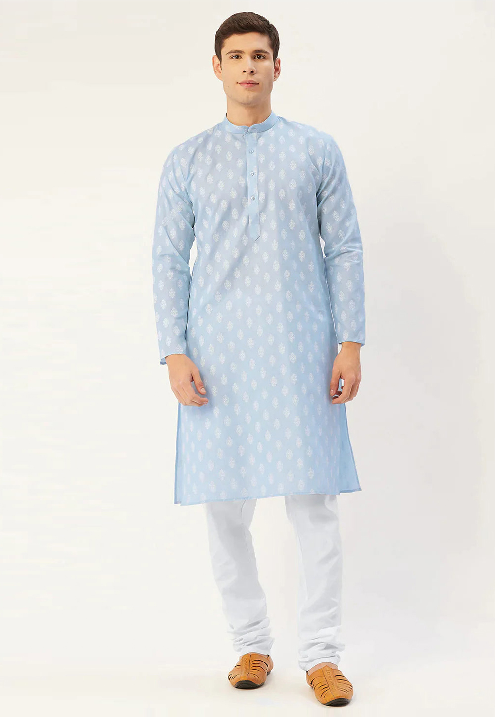 Sky Blue Cotton Kurta Pajama 281638