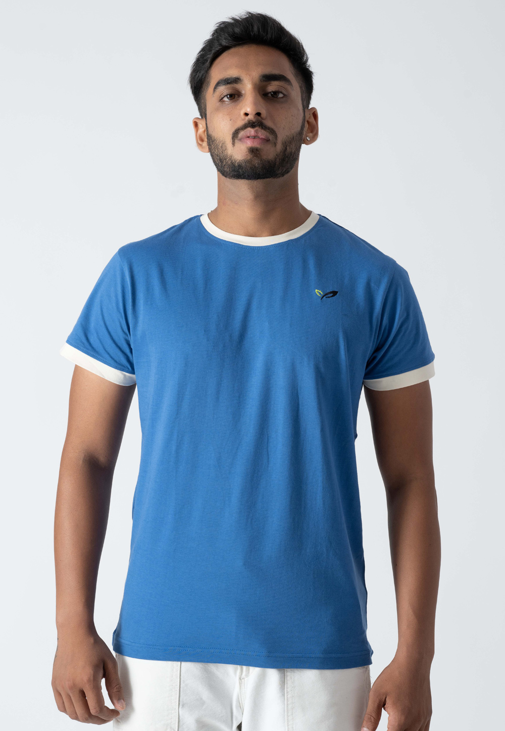 Sky Blue Cotton Mens T-Shirt 313229