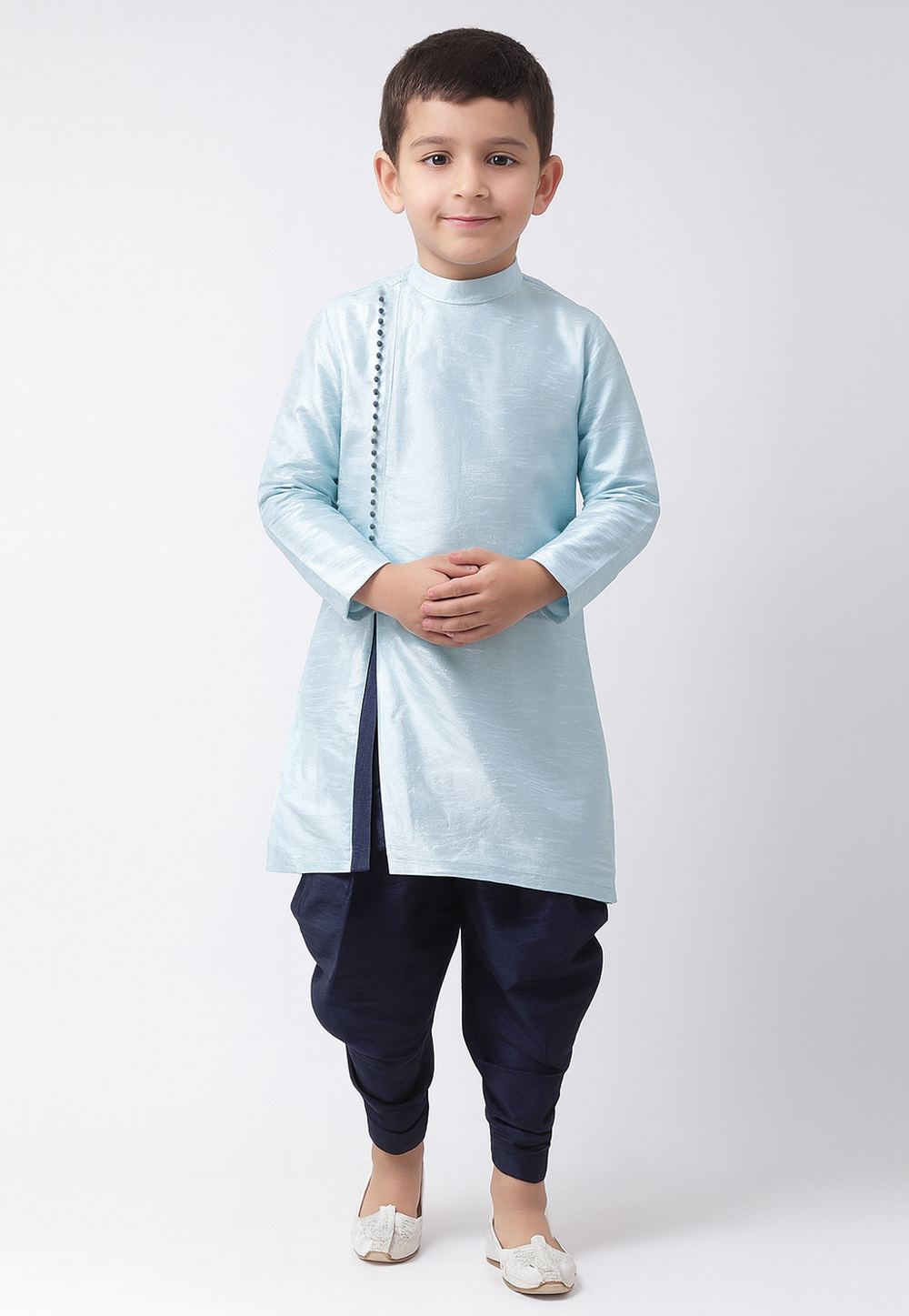Sky Blue Dupion Silk Kids Dhoti Kurta 320583