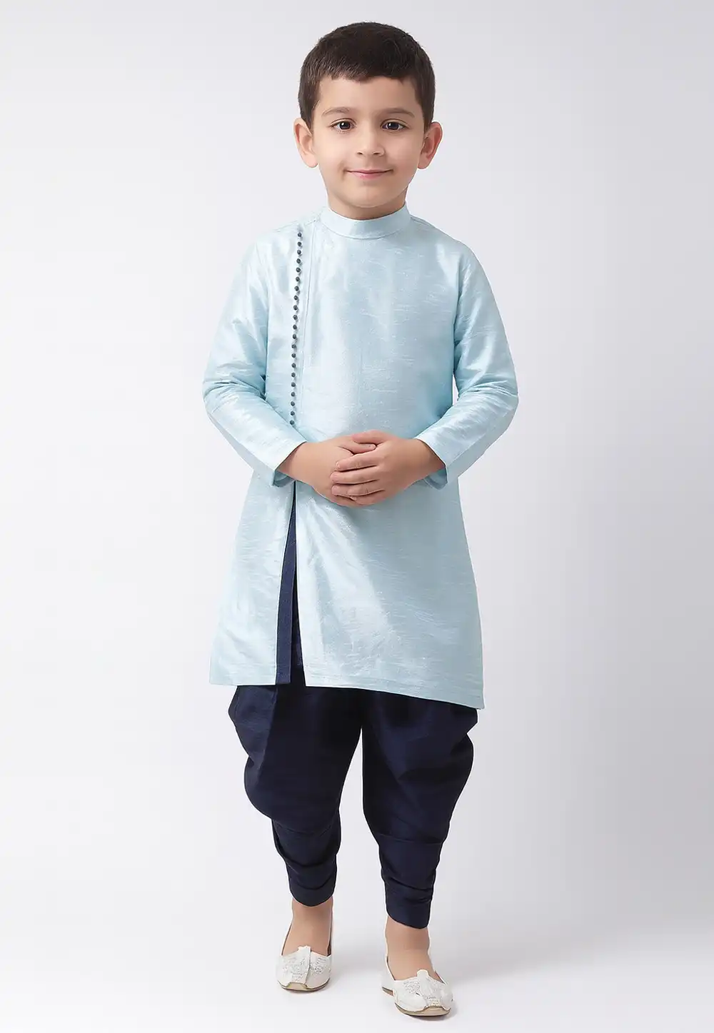 Sky Blue Dupion Silk Kids Dhoti Kurta 320583