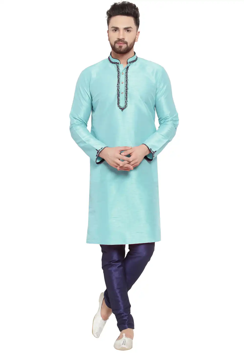 Sky Blue Dupion Silk Kurta Pajama 284928