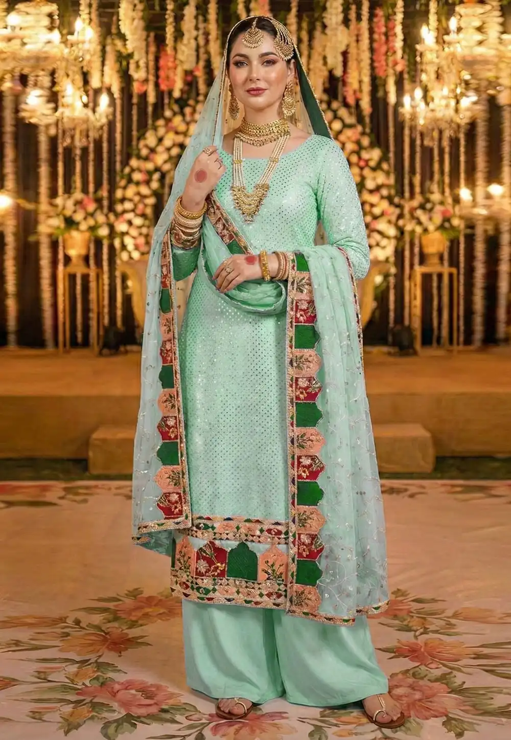Sky Blue Faux Georgette Pakistani Suit 324863