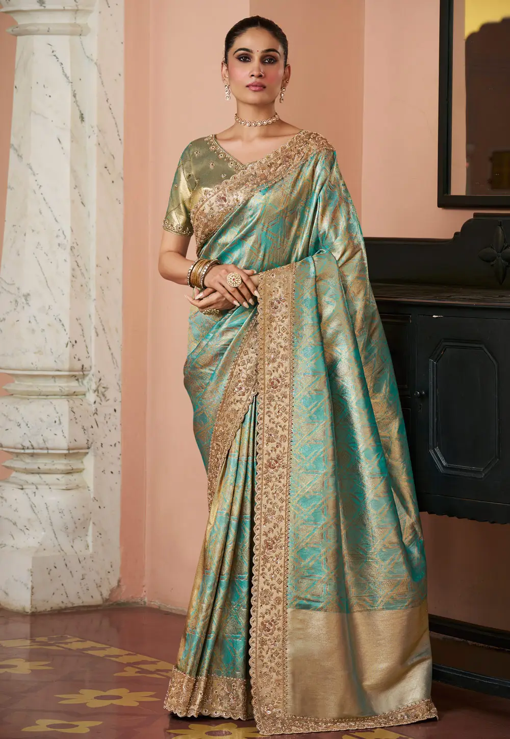 Sky Blue Kanjivaram Silk Saree 336440