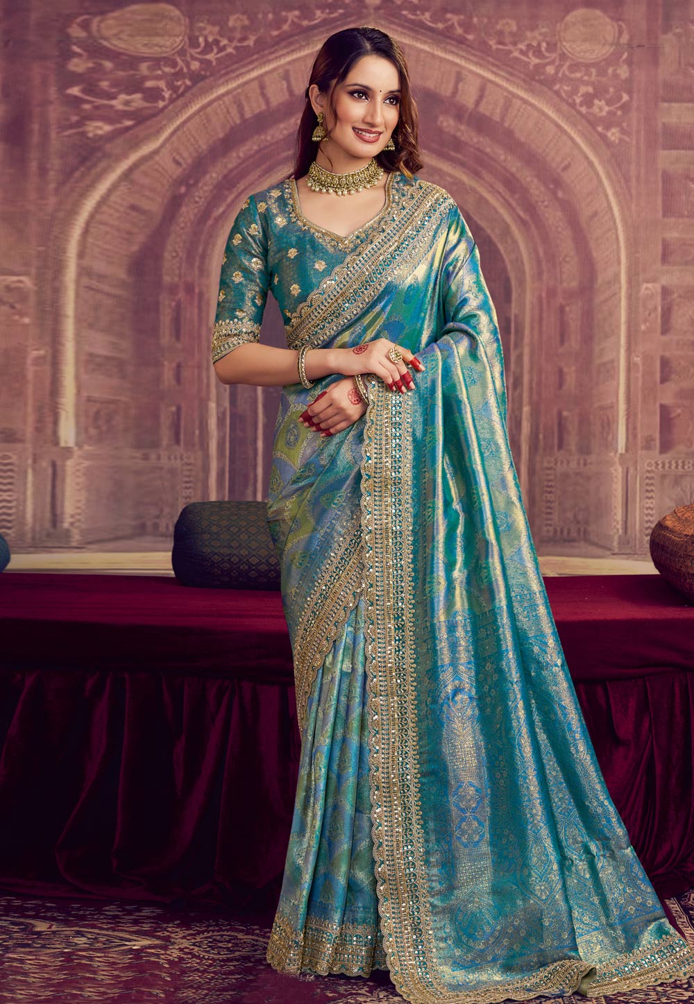 Sky Blue Kanjivaram Silk Saree 319499