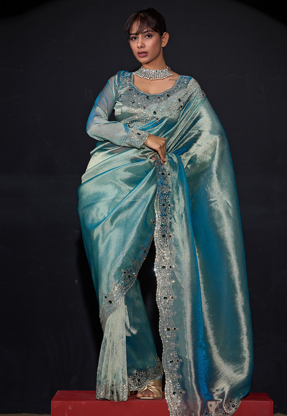 Sky Blue Kanjivaram Silk Saree 327606