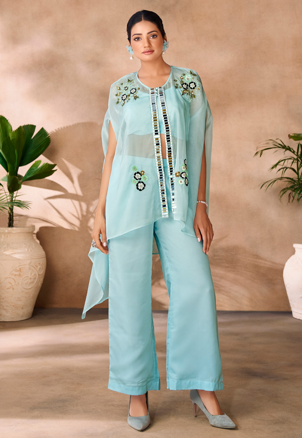 Sky Blue Organza Co-Ords Set 306811