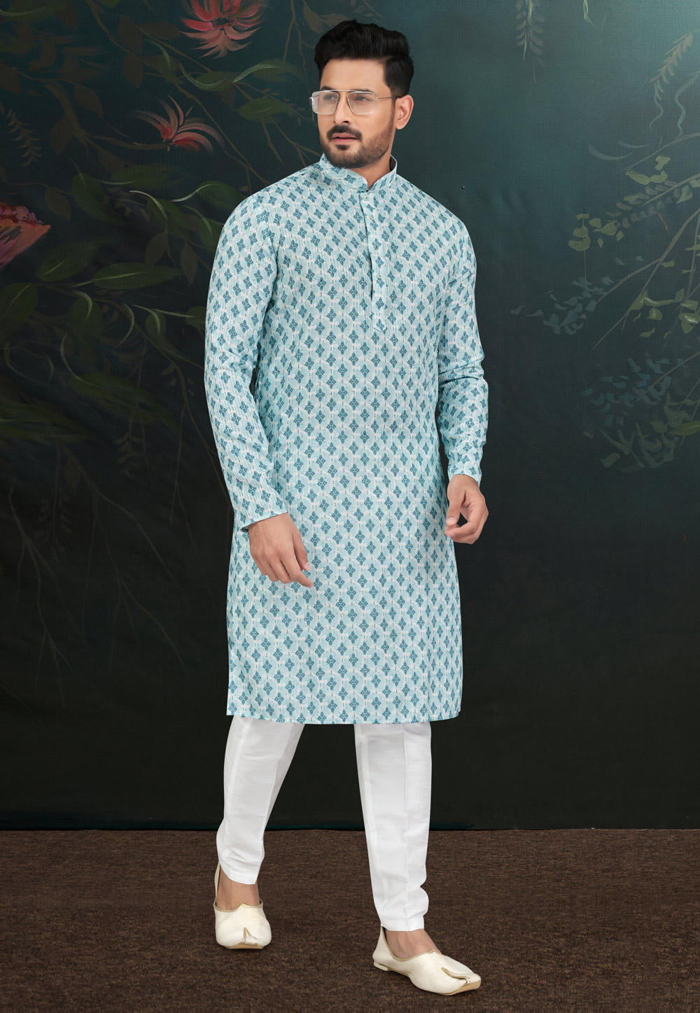 Sky Blue Rayon Kurta Pajama 279713