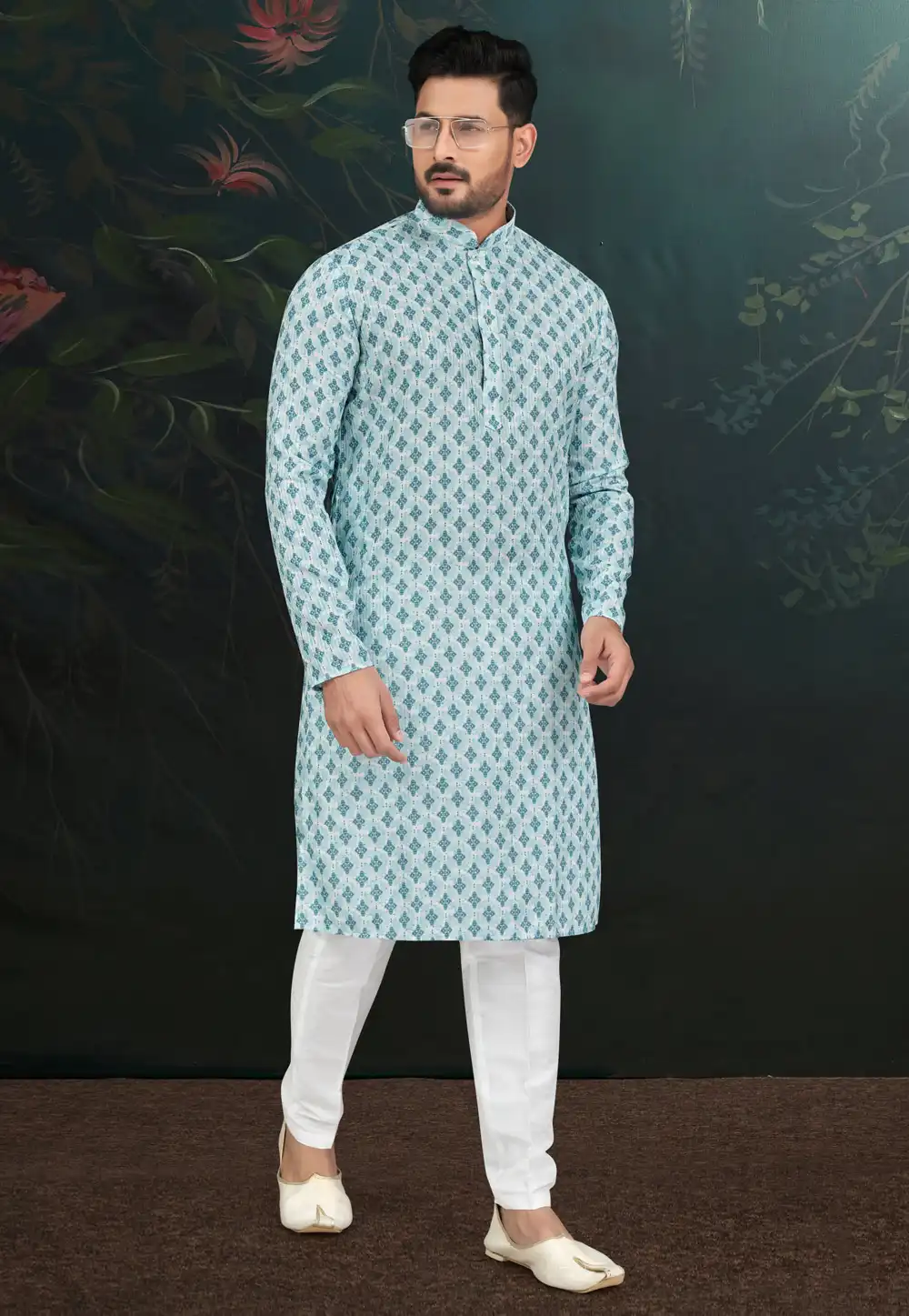 Sky Blue Rayon Kurta Pajama 279713