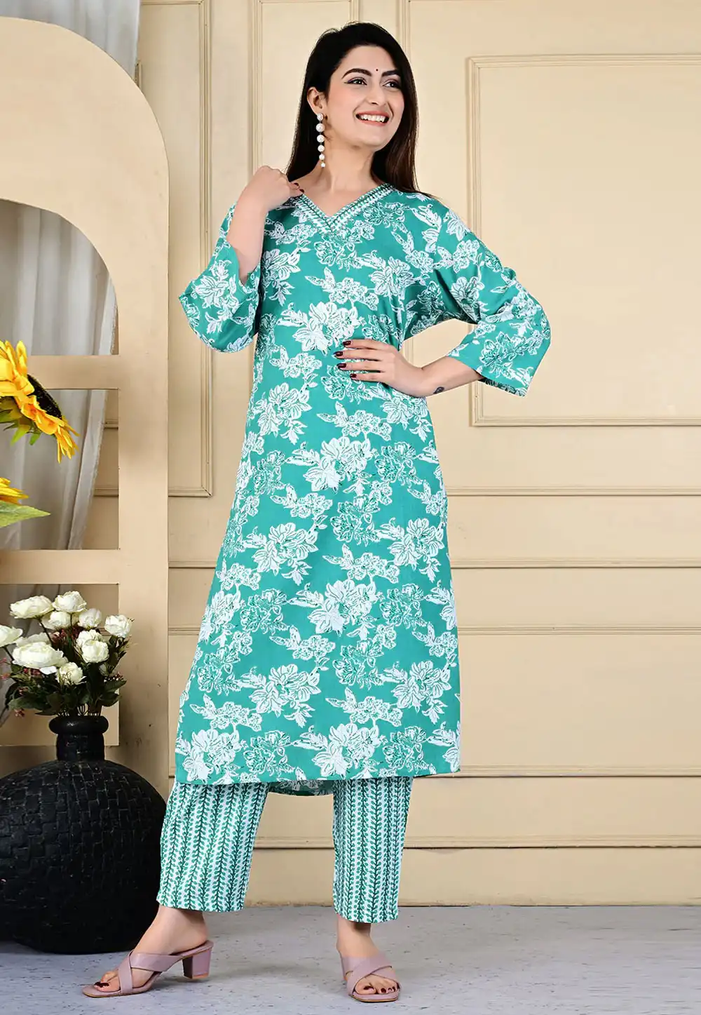 Sky Blue Rayon Kurta Set With Pant 321461