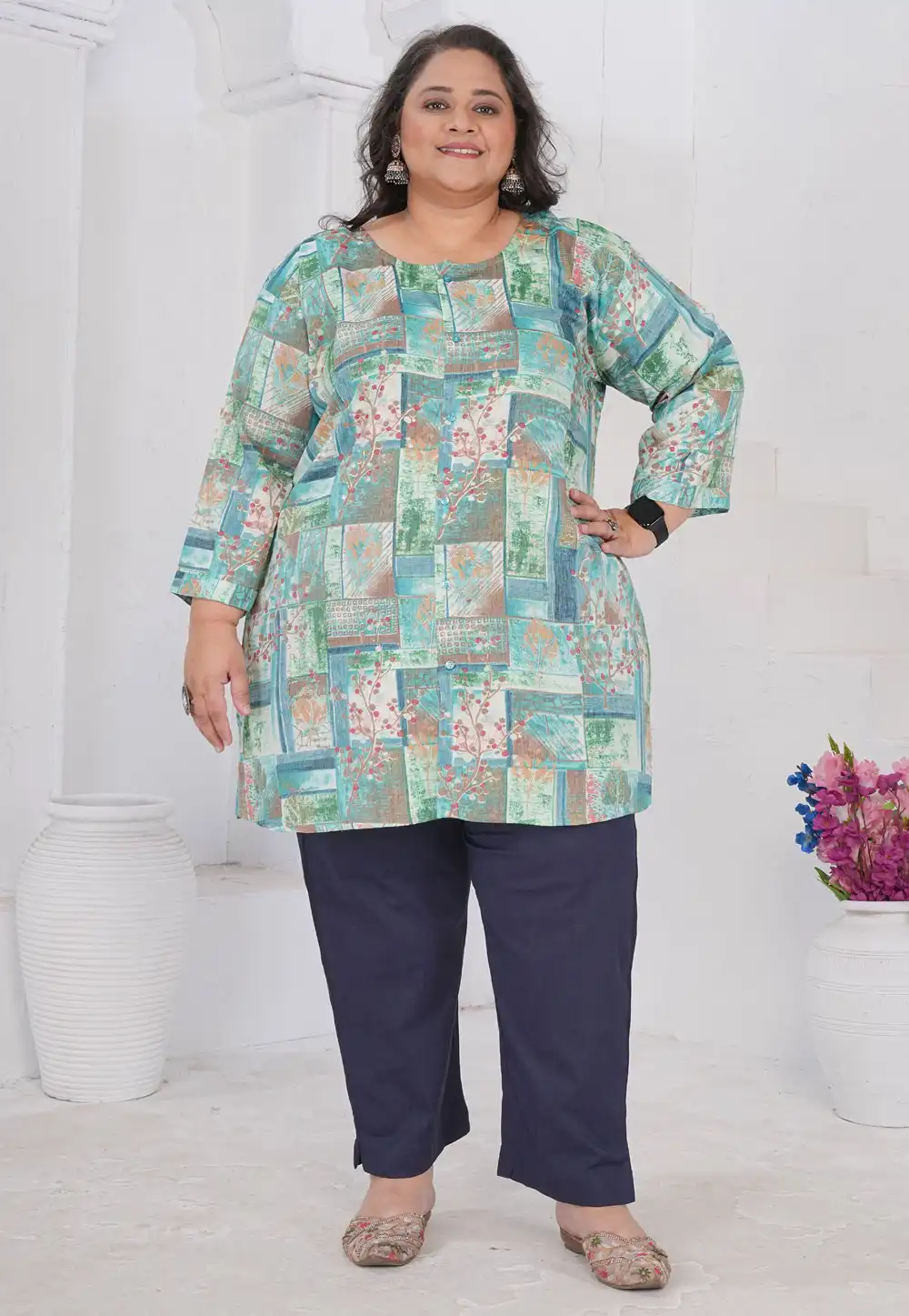 Sky Blue Rayon Printed Kurti 326227