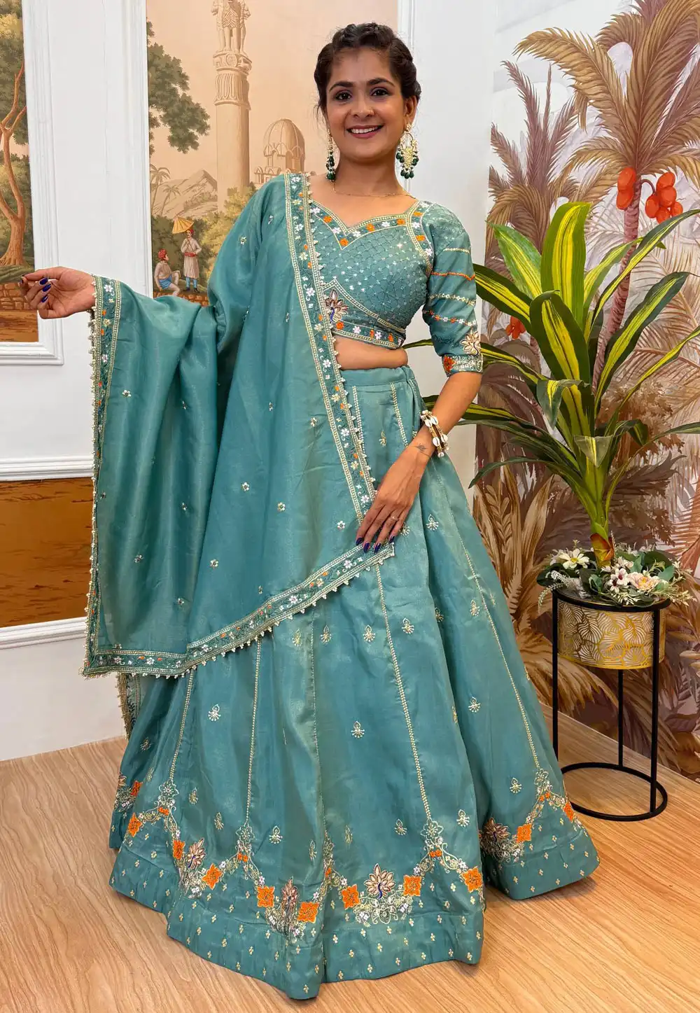 Sky Blue Shimmer Lehenga Choli 315653