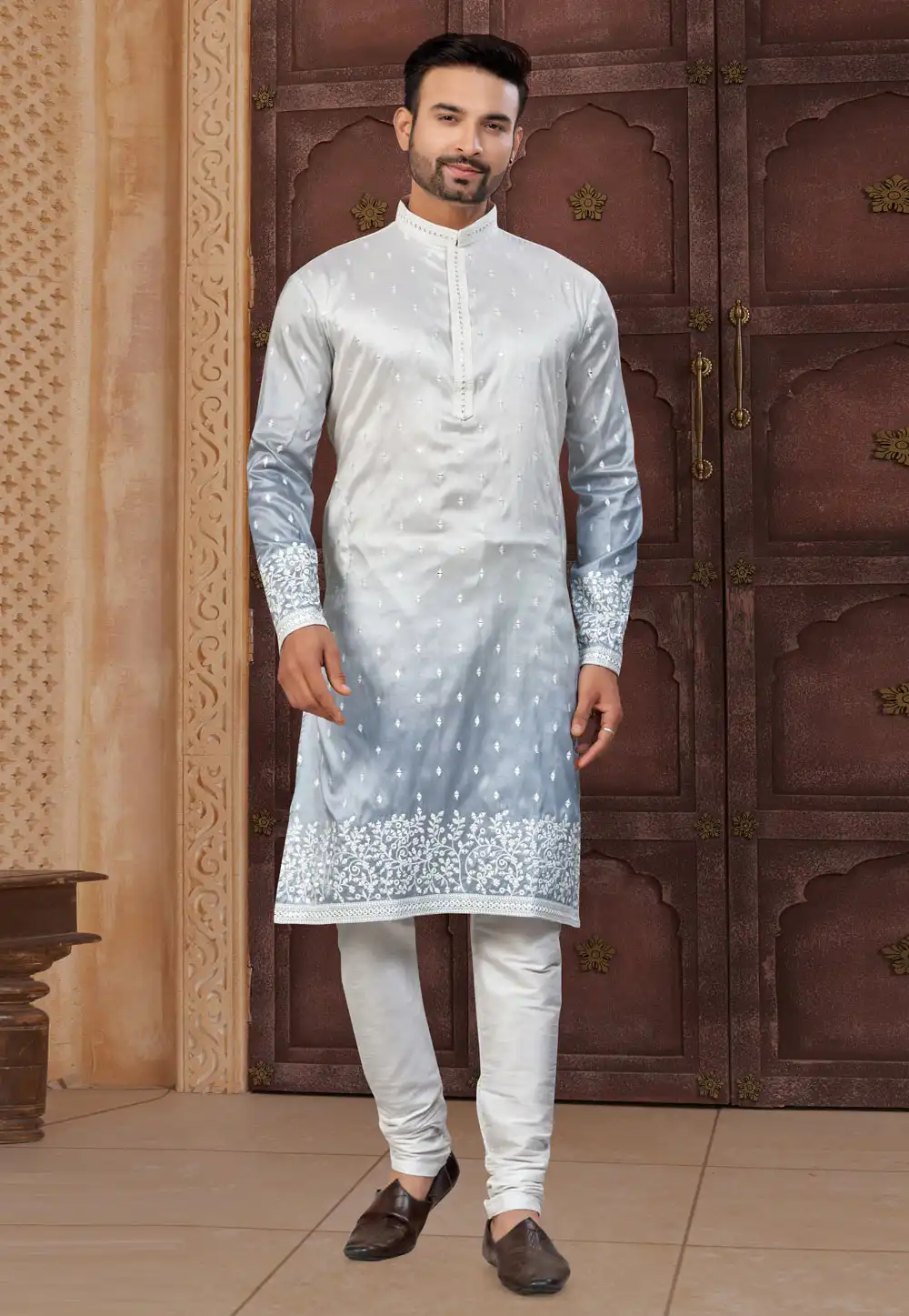 Sky Blue Silk Kurta Pajama 322871